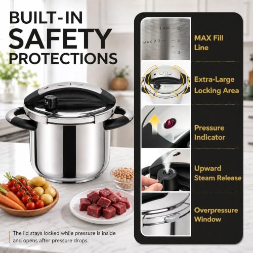 MICHELANGELO 3.2QT Stainless Steel Stovetop Pressure Cooker - Variance 3.2 Quarts