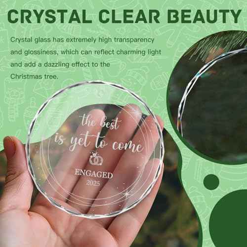 Engagement Ornament Gift for Couples, Just Engaged Gifts for Her, Christmas Glass Decoration