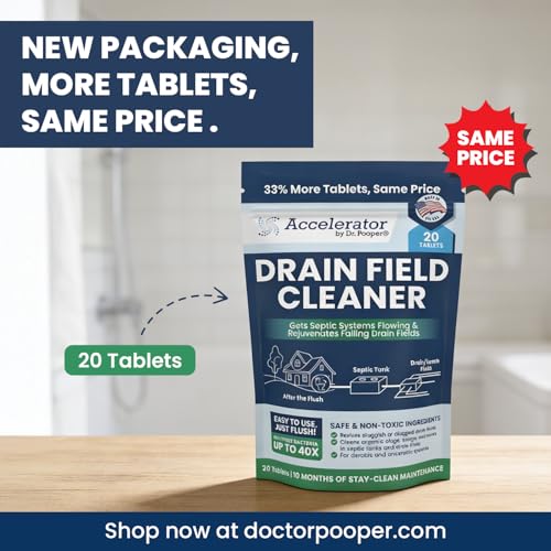 Septic Drain Field Cleaner Tablets – 20 Count, 10-Month Supply, Eco-Friendly Maintenance