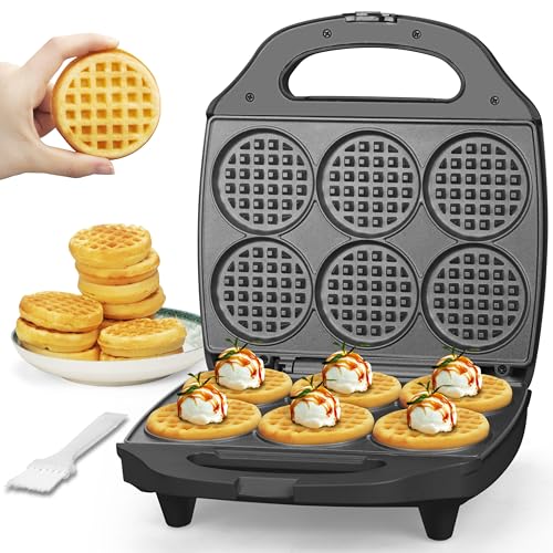 Mini Waffle Maker Graphite - Multi Mini Waffle Iron, 6 Waffles, Non-Stick