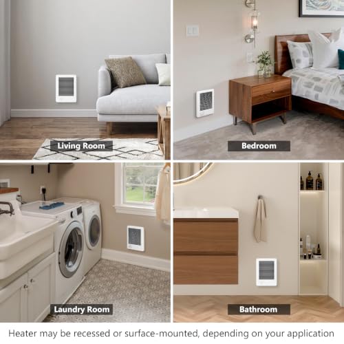 Affectnianly CSC151TW Electric Wall Heater with Thermostat - White