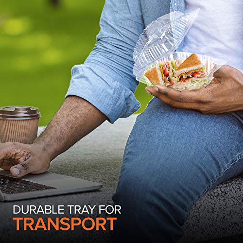 Disposable Plastic To Go Containers with Clear Lids - 5x5 Inch, 100 Pack - Hinged Square Clamshell Food Boxes for Takeout & Parties