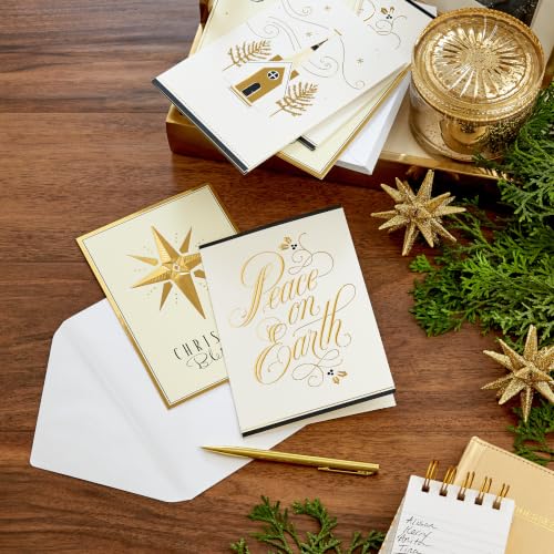 24-Pack Religious Christmas Cards with Gold Foil & Envelopes - Holiday Greetings