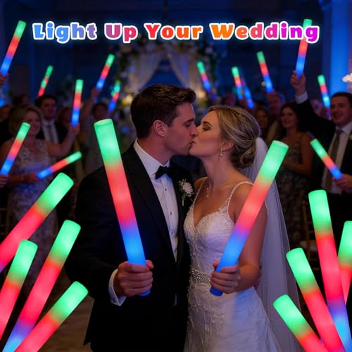 125PCS Foam Glow Sticks Bulk Party Supplies - Colorful Flashing Modes for Wedding, Birthday, Halloween, New Year
