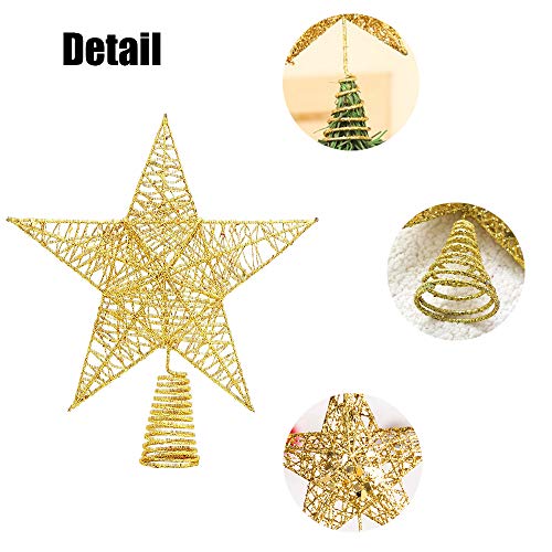 Christmas Tree Toppers Xmas Glitter Gold Hollow Star Treetop Topper for Christmas Tree Decoration. 1