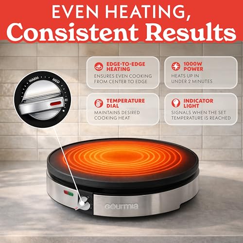 12-Inch Nonstick Crepe Maker with Temperature Control & Accessories