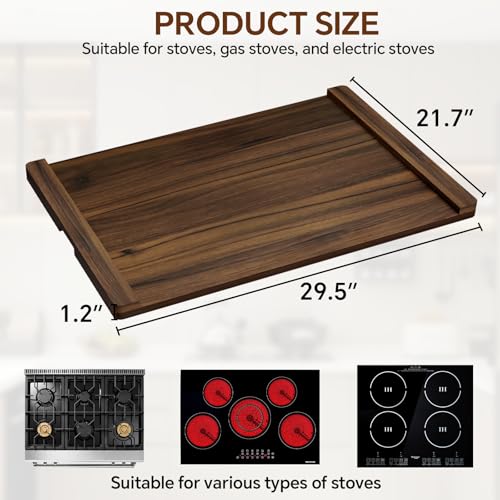 Wooden Stove Cover and Serving Tray - Rustic Kitchen Protects & Adds Counter Space - Brown - 30x22 inches