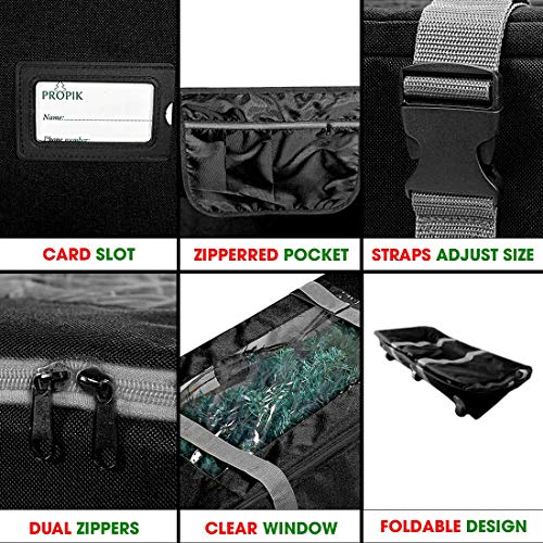 Propik Rolling Christmas Tree Storage Bag for 9 Ft Trees - Black, 25x25x60, With Wheels, Handles & Strap