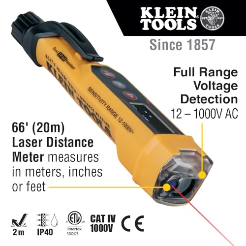 Non-Contact Voltage Tester with Laser Distance Meter - 12-1000V AC