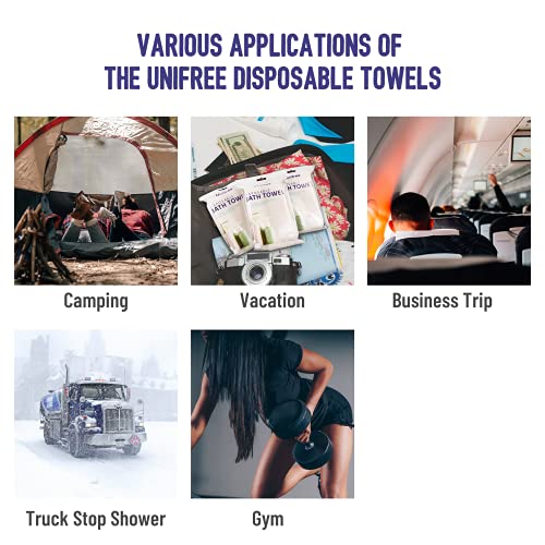 Unifree 27.5 x 55 Inch Disposable Biodegradable Bath Towels, Pack of 20