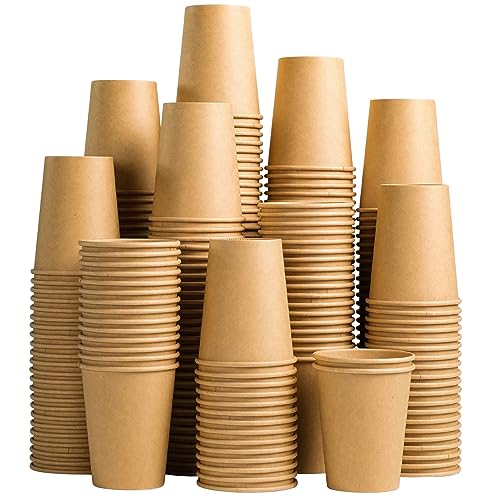 200 Pack 10 oz Kraft Paper Coffee Cups - Disposable Brown Drinkware - Variation: Kraft-10oz-200pack