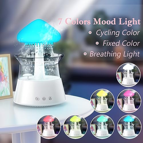Diffuserlove Rain Water Drip Humidifier with Remote & Color Lights for Bedroom & Office