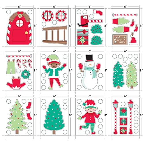 Paper Riot Co. Build Your Own Elf House Christmas Holiday Wall Stickers Removable Adhesive for Classroom Kids Room Nursery Bedroom Home Decor Decals