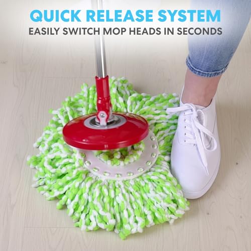 Red Simpli-Magic Spin Mop Cleaning System with 3 Microfiber Heads