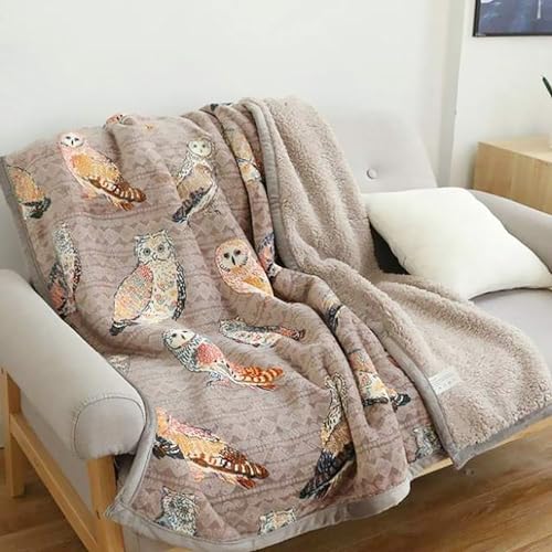 UKELER Owl Throw Blanket Queen 80x90 in, Colorful Fleece Sherpa Cozy Gift