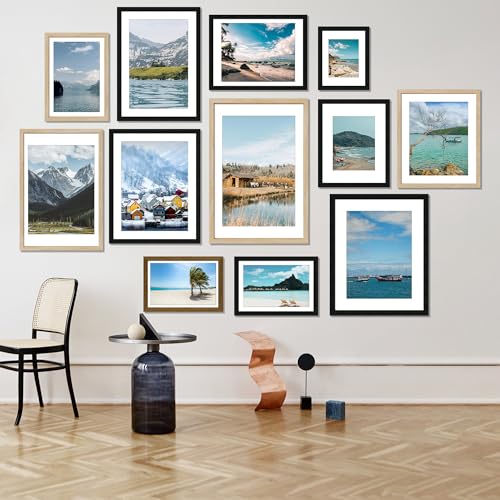 Natural Oak 20x28 Poster Frame with Mat - 3 Pack, Horizontal or Vertical Wall Mount