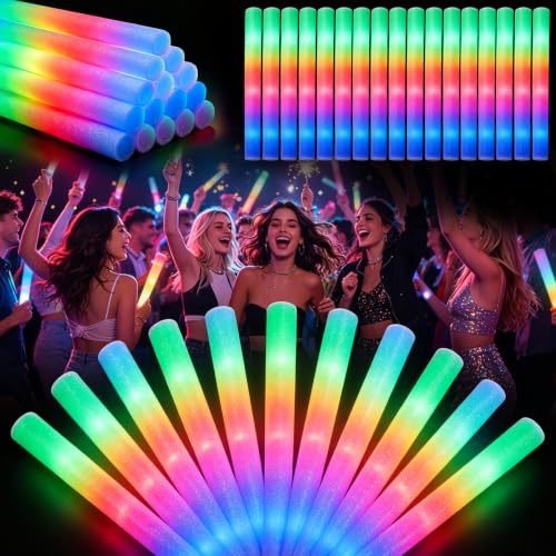 216 PCS Glow Sticks Bulk Pack - LED Foam Light Up Sticks with 3 Modes for Party, Wedding, Halloween, Raves