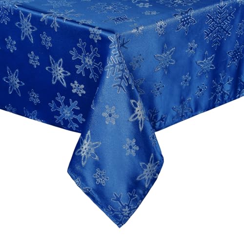 Tegeme Blue Snowflake Tablecloth 60x120 Inches Winter Holiday Decor