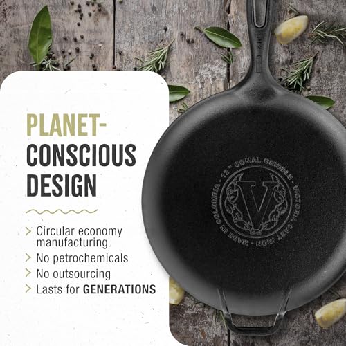 12-Inch Cast Iron Pizza Pan with Long & Loop Handles - Preseasoned, Colombia Made