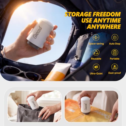 SNOCOD 15 White Travel Vacuum Storage Bags with Electric Pump - Space Saving Compression Set