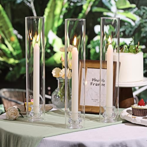 Volens 14-Inch Hurricane Glass Candle Holders Set of 6 with 2.5-Inch Diameter, Windproof & Elegant Home Decor