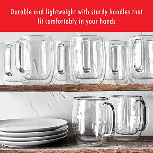 12 Ounces Double Wall Insulated Glass Coffee Mug Set - 4 Pack