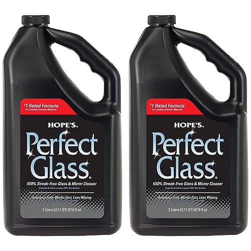 HOPE'S Perfect Glass Cleaner Spray Refill 67.6 Oz Pack of 2 - Streak-Free, Ammonia-Free Multi-Surface Glass & Mirror Cleaner