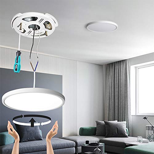 12 Inch LED Flush Mount Ceiling Light Fixture 20W 5CCT White 2 Pack