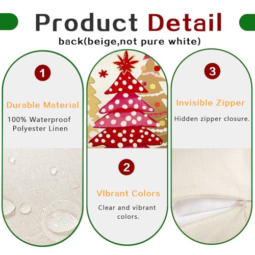 ARGOOGF Red Trees Waterproof Christmas Outdoor Pillow Cover 12x20 Inch Lumbar Cushion for Sofa & Garden Decor