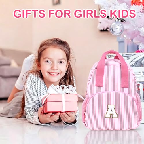 YOOLIFE Toddler Backpack for Girls - Purple L, Personalized Initial, Kids Gift