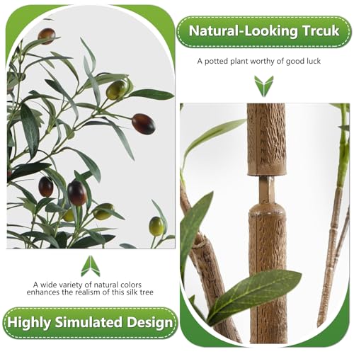 4Ft Artificial Olive Tree with Moss & Basket - Indoor Faux Tree, Realistic Greenery