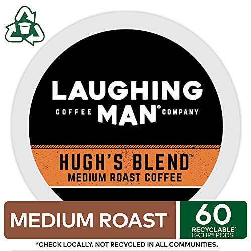 Laughing Man Hugh's Blend Keurig Coffee Pods - Medium Roast, 6 Packs of 10 (60 Count) - Fair Trade Arabica