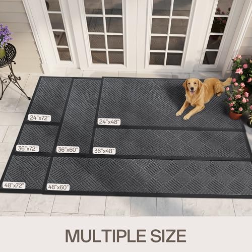 Amyracel 3x6 Foot Heavy Duty Waterproof Front Door Mat - Grey Diamond