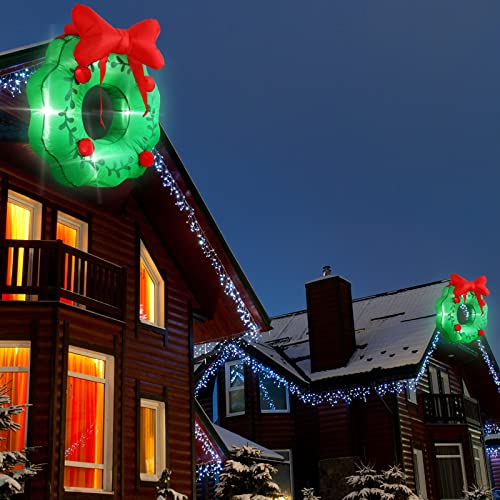 3 ft LED Inflatable Christmas Wreath - Outdoor Yard Decor with Quick Inflation