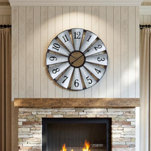 Vantic 30'' Windmill Large Wall Clock, Distressed Metal Clock