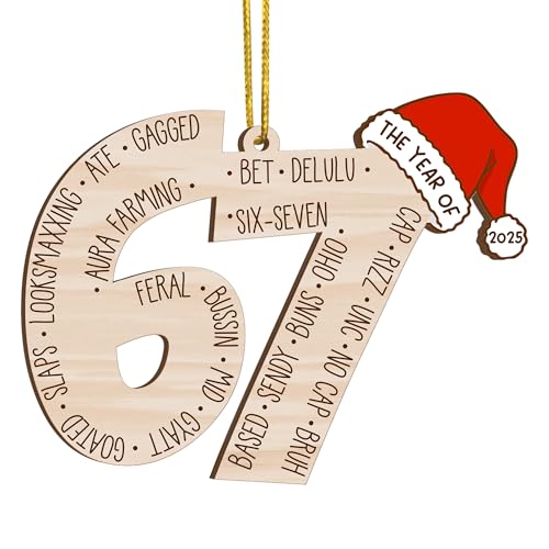 Funny Christmas Meme Ornament 2025 - Viral 67 Santa Tree Decoration