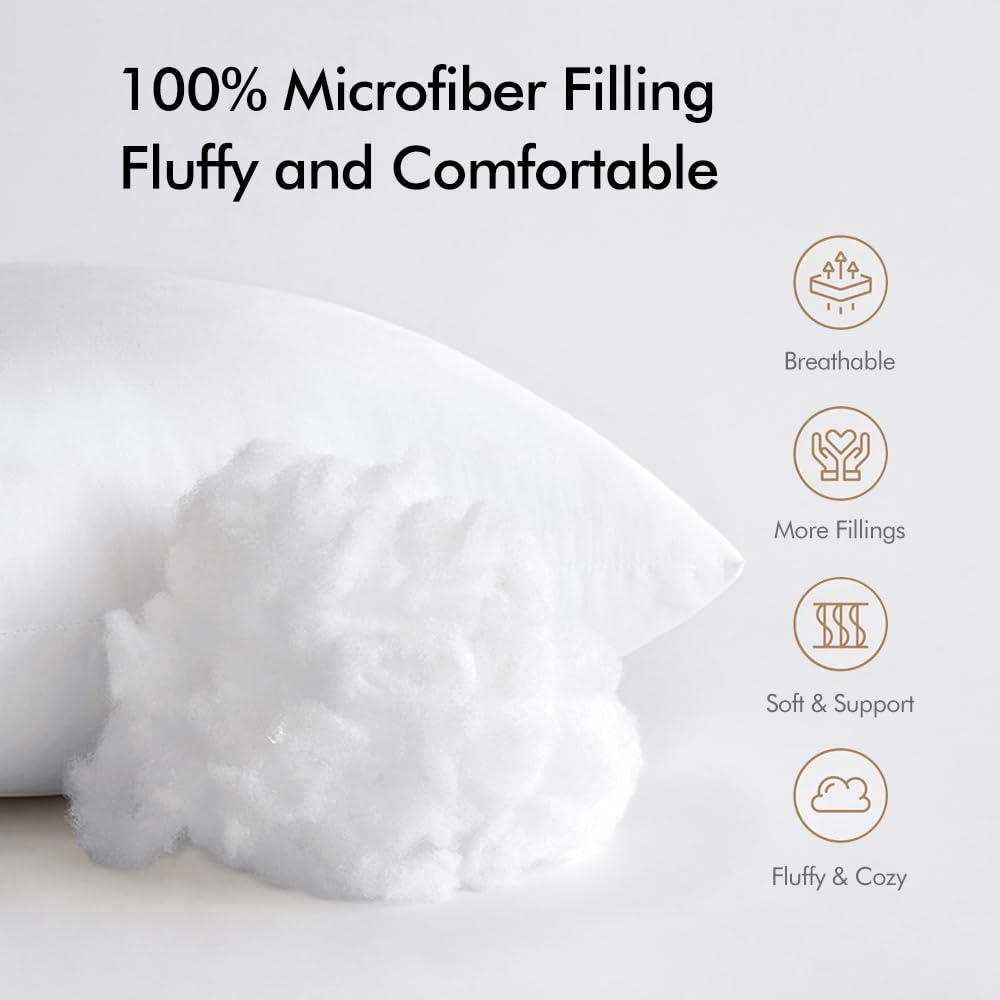 MIULEE 12x20 Throw Pillow Inserts (Set of 2), Rectangle Premium Soft Decorative Pillow Inserts for Sofa Bed Living Room