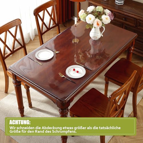 Clear Plastic Table Protector 40 x 80 Inches - 2mm Thick, Waterproof, Heavy Duty