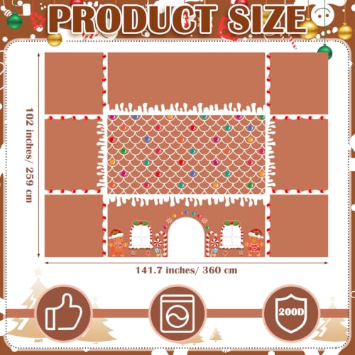 Breling Christmas Gingerbread Man Playhouse Tablecloth 11.8 x 8.5 ft - Holiday Party Decor
