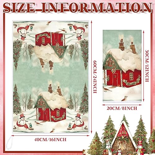 Sratte 6 Pack Christmas Kitchen Towels Vintage Winter Snowman Brown