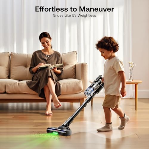 Cordless Self-Standing Vacuum Cleaner - Lightweight Stick Cleaner with 50-Minute Runtime & Powerful Suction - Black