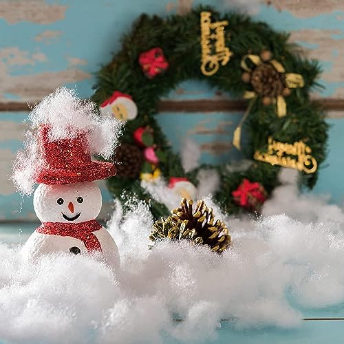 Christmas Fake Snow Decor, Fiber Artificial Snow Cotton Snow Fluffy Indoor Decoration, Flame Resistant Snow Blankets for Winter Mantle Village, Nativity, Christmas Decoration