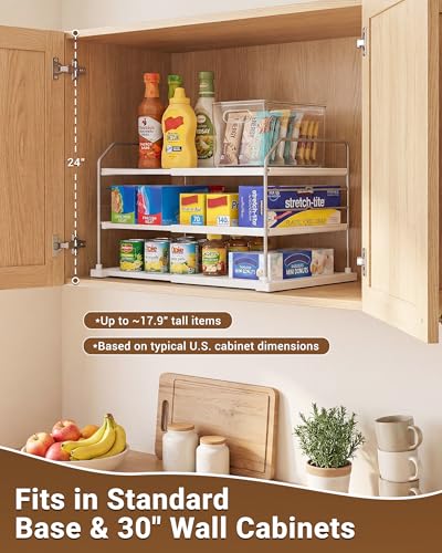 EVERIE 3-Tier Expandable Kitchen Cabinet Organizer Set of 2 for Wraps & Pantry Storage