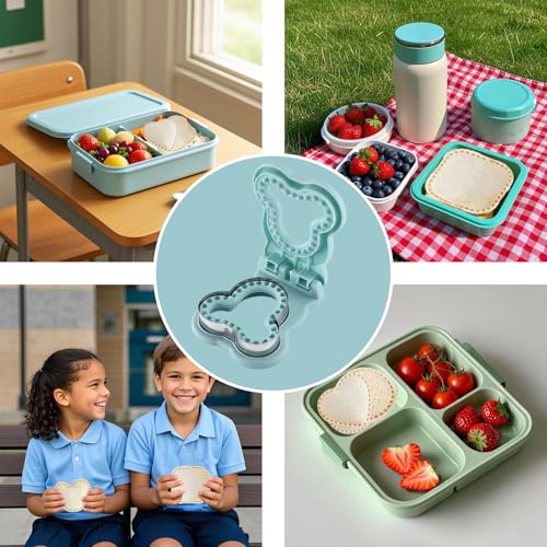 RhVQ Sandwich Cutter and Sealer - Crustless Mouse Shaped Kids Lunch Maker (Blue)