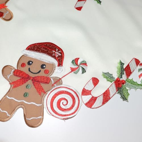 Gingerbread Placemats Set of 4 15in Round Embroidered Christmas Runners - Tenerdy