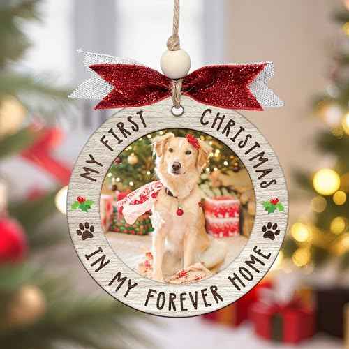 Personalized Pet Photo Ornaments 2025 ? Custom Christmas Dog Ornament for Tree ? Wooden Pet Picture Frame Keepsake ? Dog Cat Remembrance Ornament for Pet Lovers (H92)