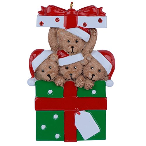 WorldWide 4 Bears Family Christmas Tree Ornament in Gift Box – Personalizable