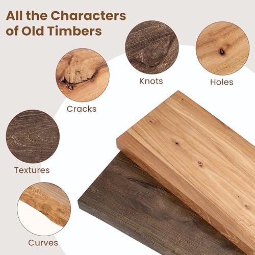 FlyJoe Live Edge Floating Shelves Set of 2 - 24 Inch Natural Elm Wall Decor