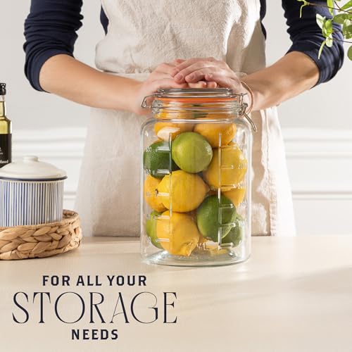 1 Gallon Glass Mason Storage Jars with Airtight Lids & Measurement Marks - 2 Pack