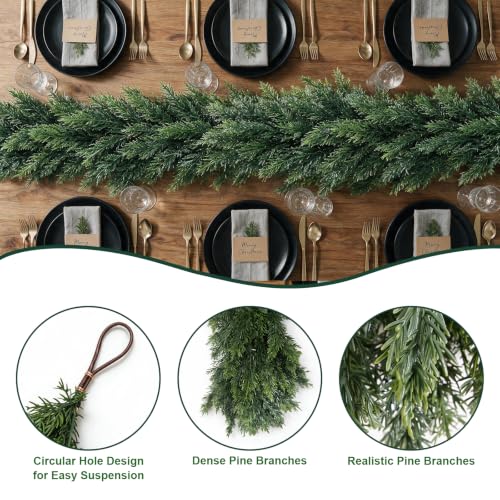 9FT Christmas Cedar Garland with Real-Touch Greenery - 9FT / 1